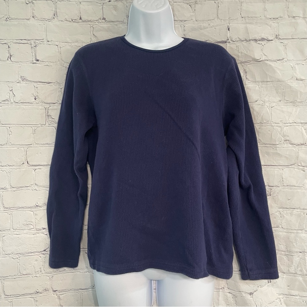 Navy Blue Ribbed Top Medium